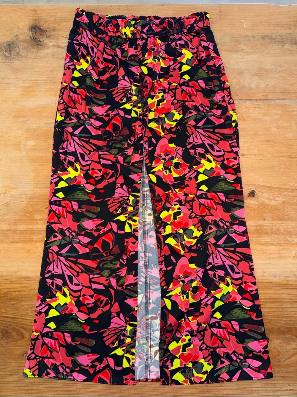 Open Edit Neon Floral Maxi Skirt Size Medium Pink Black